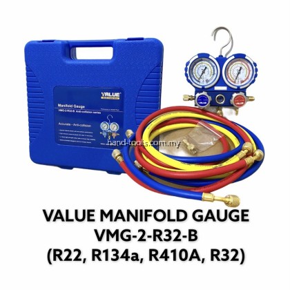 VALUE VMG-2-R32-B Air-Cond Dual Manifold Gauge Set R410a, R32, R22, R134a